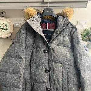 Tommy Hilfiger Gray coat with Faux Fur